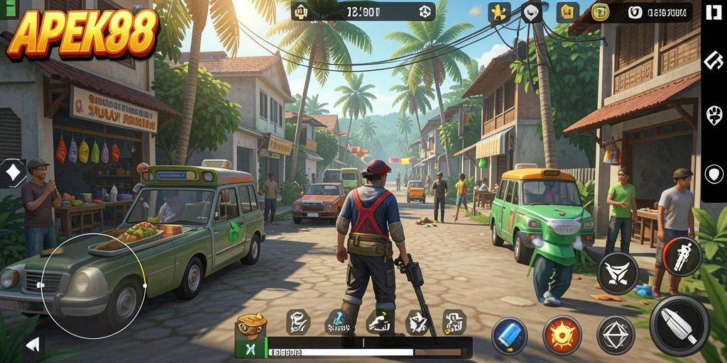 Tampilan menarik dari gameplay APEK88 yang penuh warna.