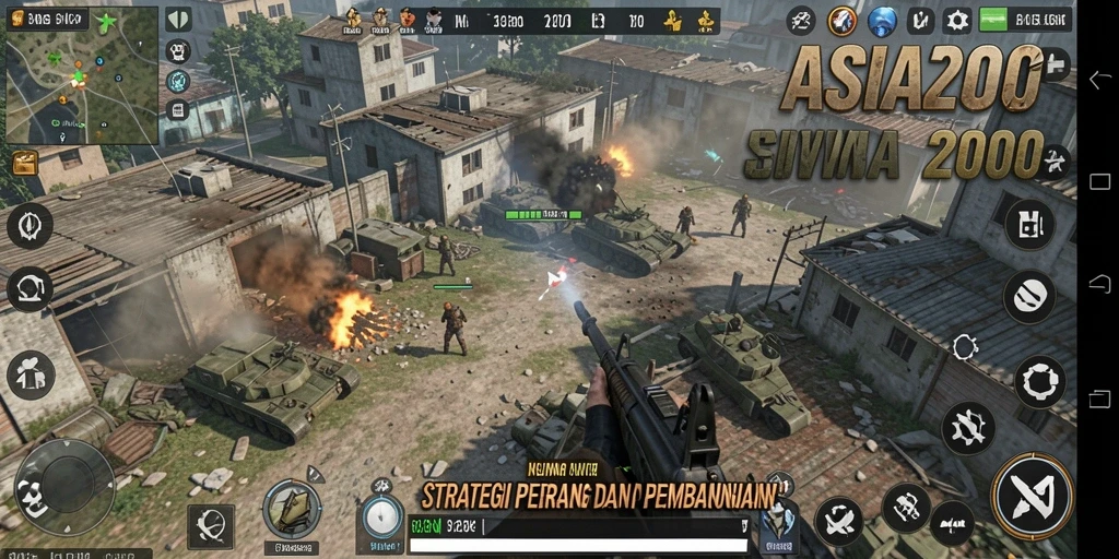 Tangkapan layar gameplay ASIA200 dengan aksi pertempuran yang intens.
