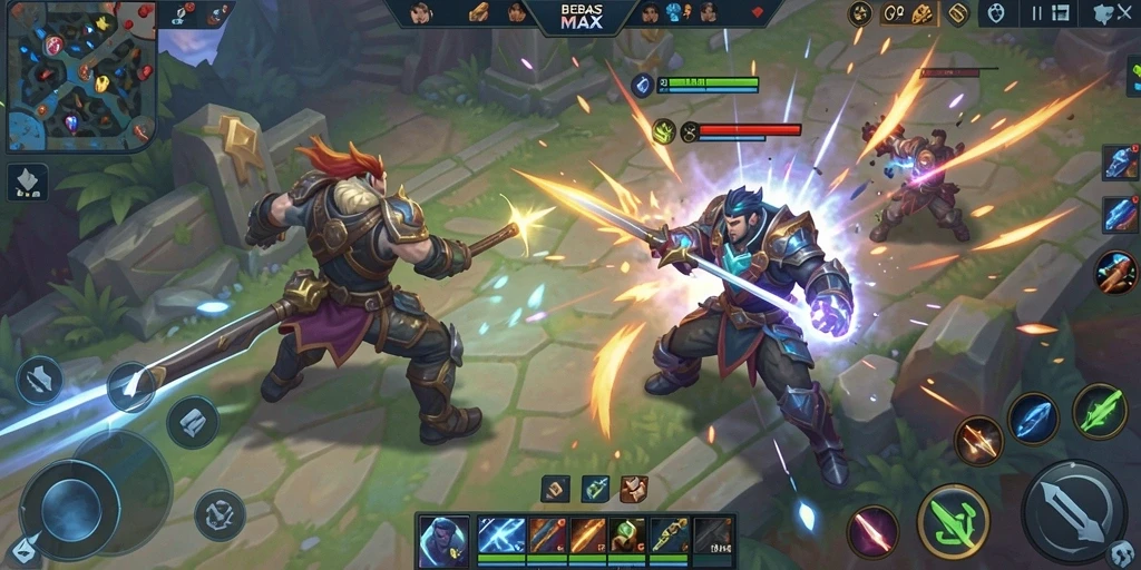Gameplay seru BEBASMAX dalam aksi MOBA epik.