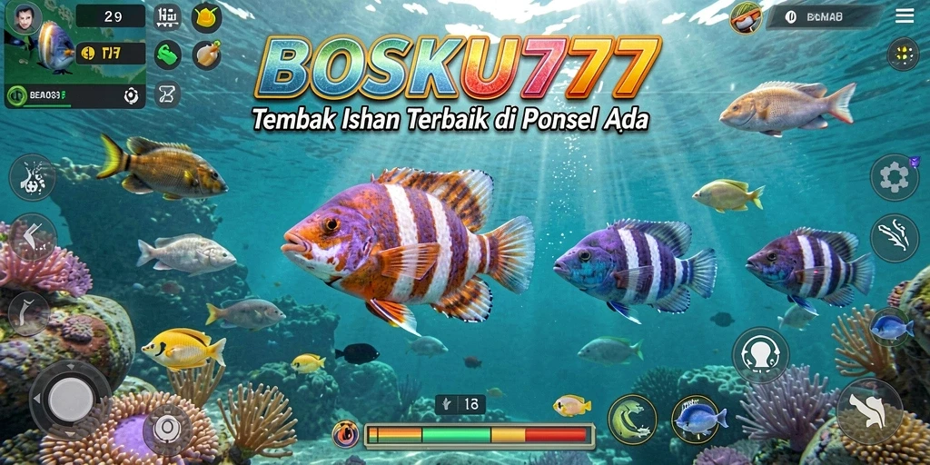 Tampilan gameplay seru dalam bosku777 dengan aksi tembak ikan.