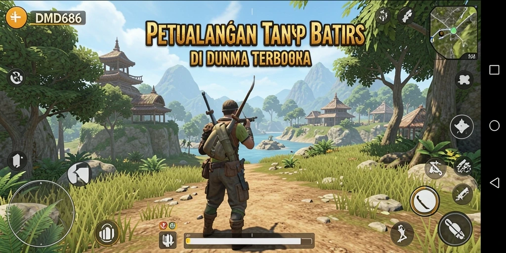 Tampilan gameplay DMD686 yang menawan di dunia terbuka.