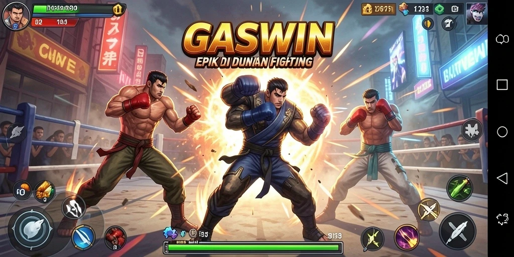 Gameplay GASWIN yang seru dengan karakter Fighting beragam.