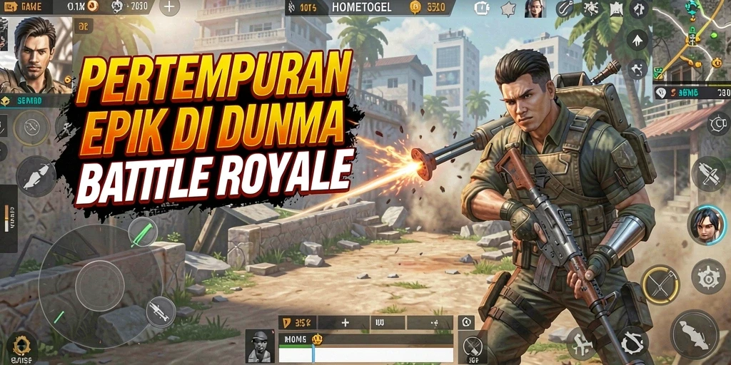 Screenshot menunjukkan aksi pertempuran seru di HOMETOGEL.