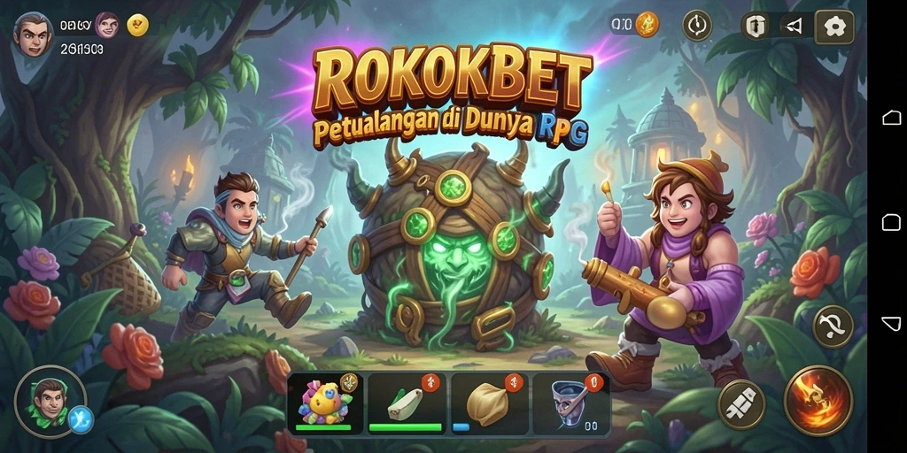 Tangkapan layar utama ROKOKBET menampilkan aksi pertempuran dinamis di dunia RPG.