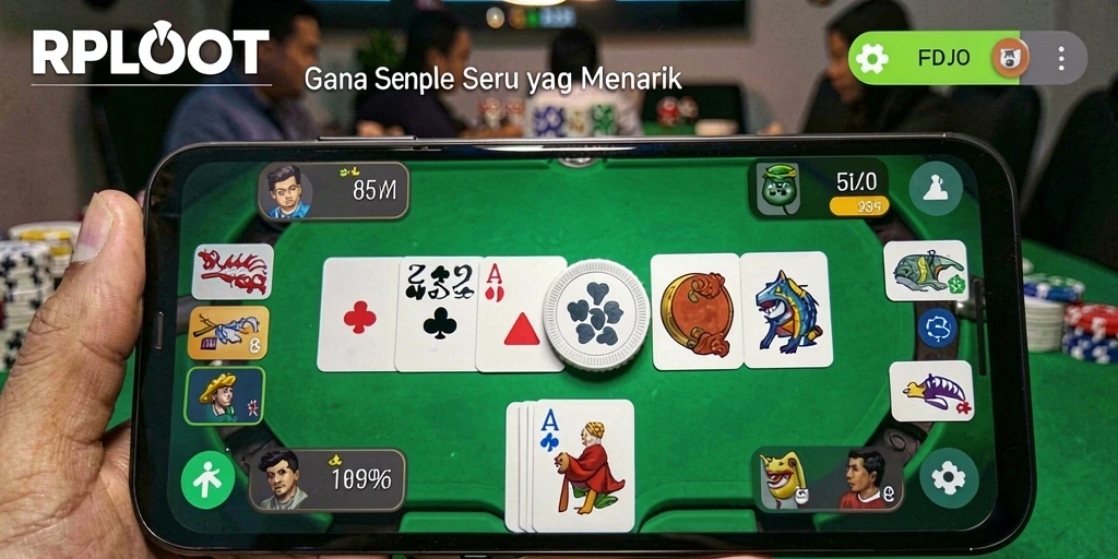 Screenshot utama RPLOOT menampilkan gameplay Gaple yang menarik dan seru.