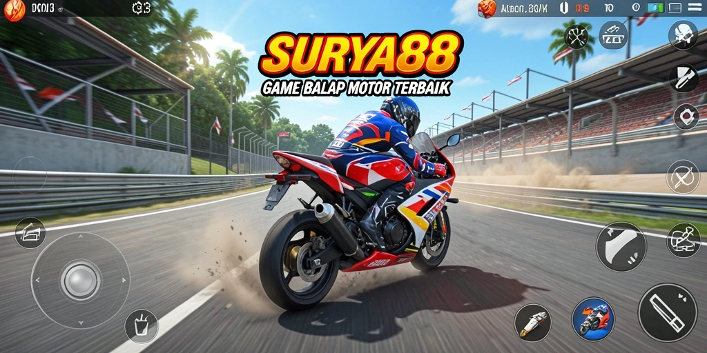 Gameplay SURYA88 yang mendebarkan dengan motor balap yang cepat.