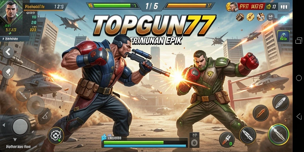 Gameplay mendebarkan di arena pertarungan TOPGUN77